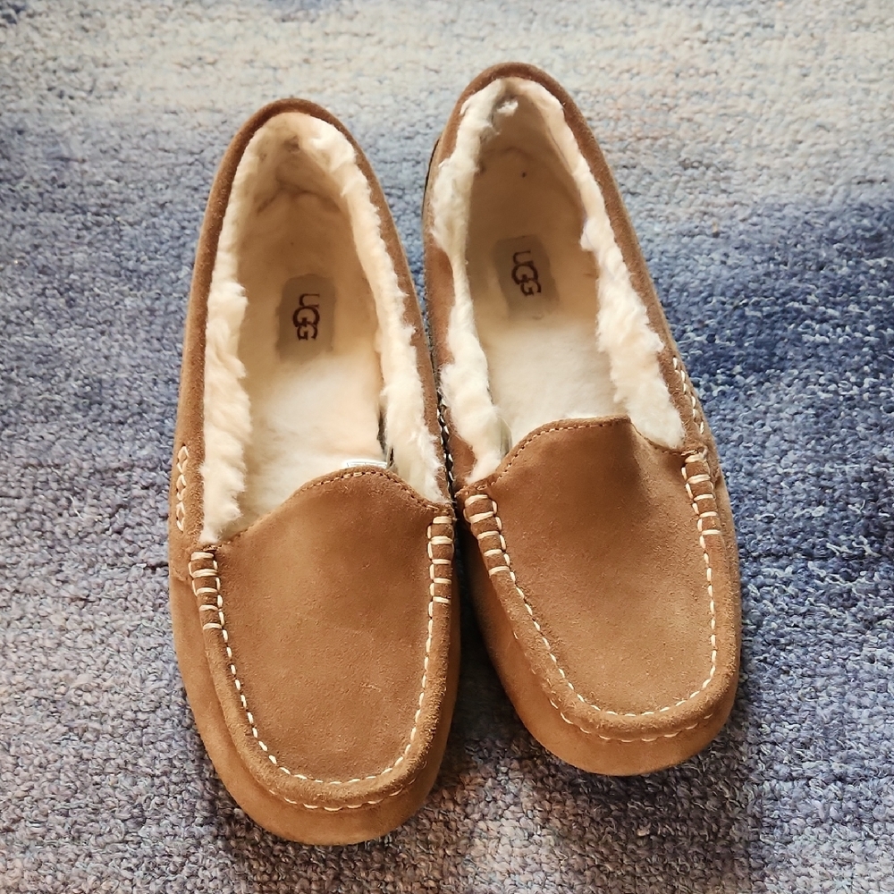 UGG Chestnut Suede Slippers with Plush Lining